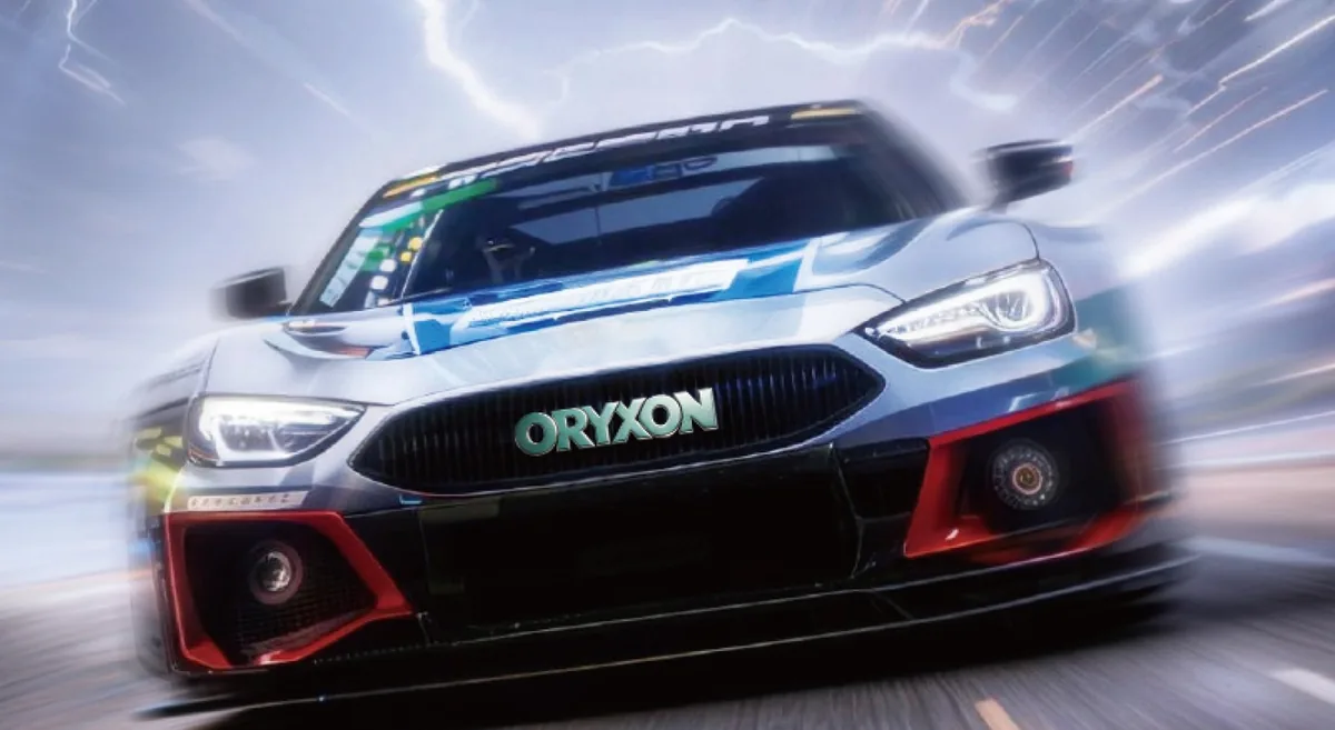 ORYXON-branded performance car — lightweight lithium battery technology
